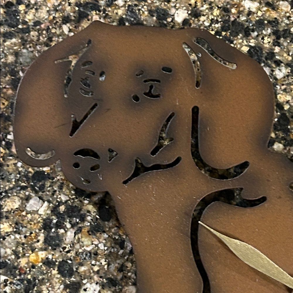 Like New Rare Metal Brown Dachshund Wall Clock